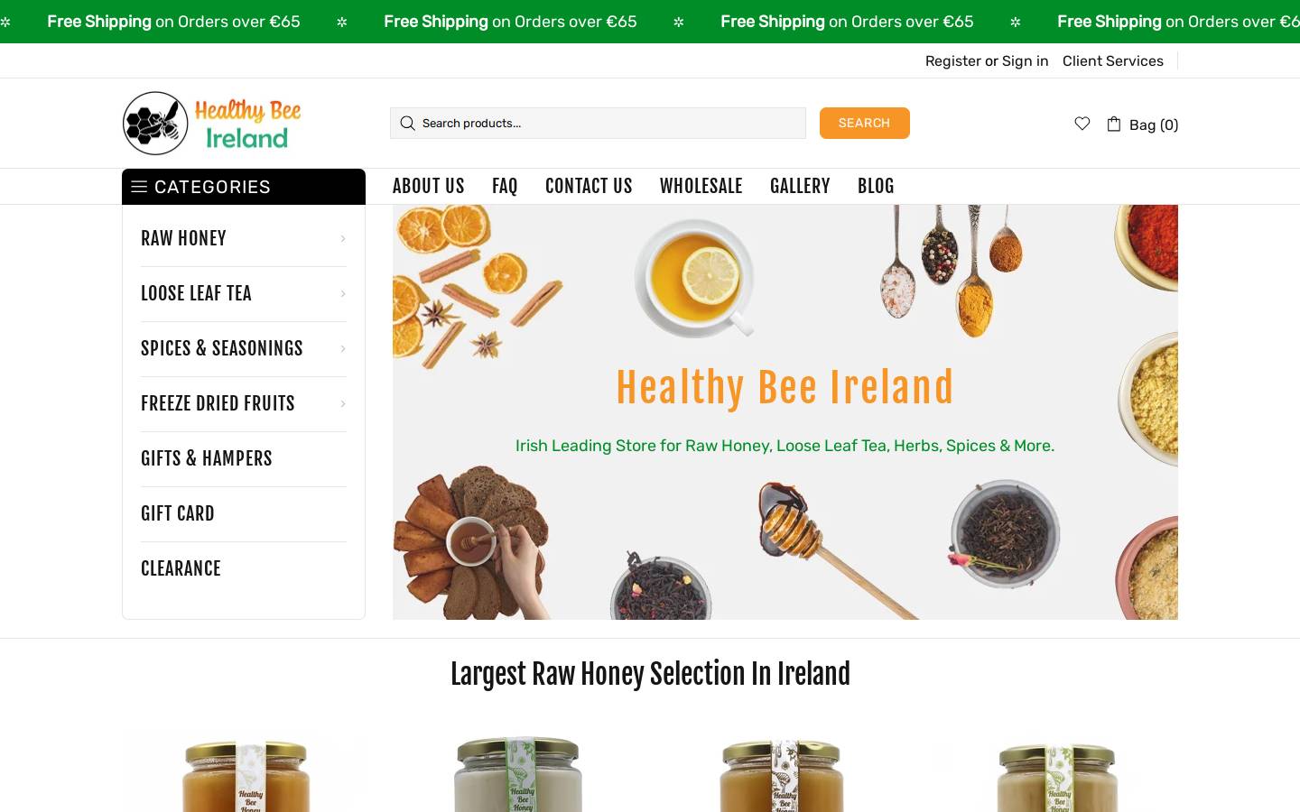 healthybee.ie homepage screenshot