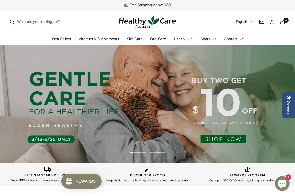 healthycare.com.au homepage screenshot