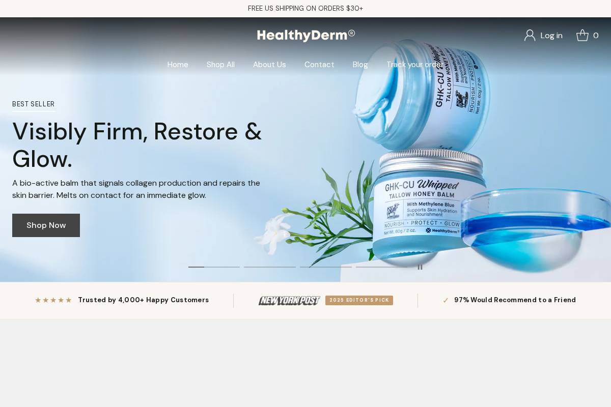 healthyderm.com homepage screenshot