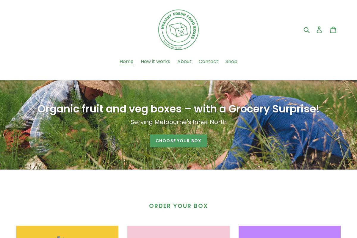 healthyfreshfoodboxes.com homepage screenshot