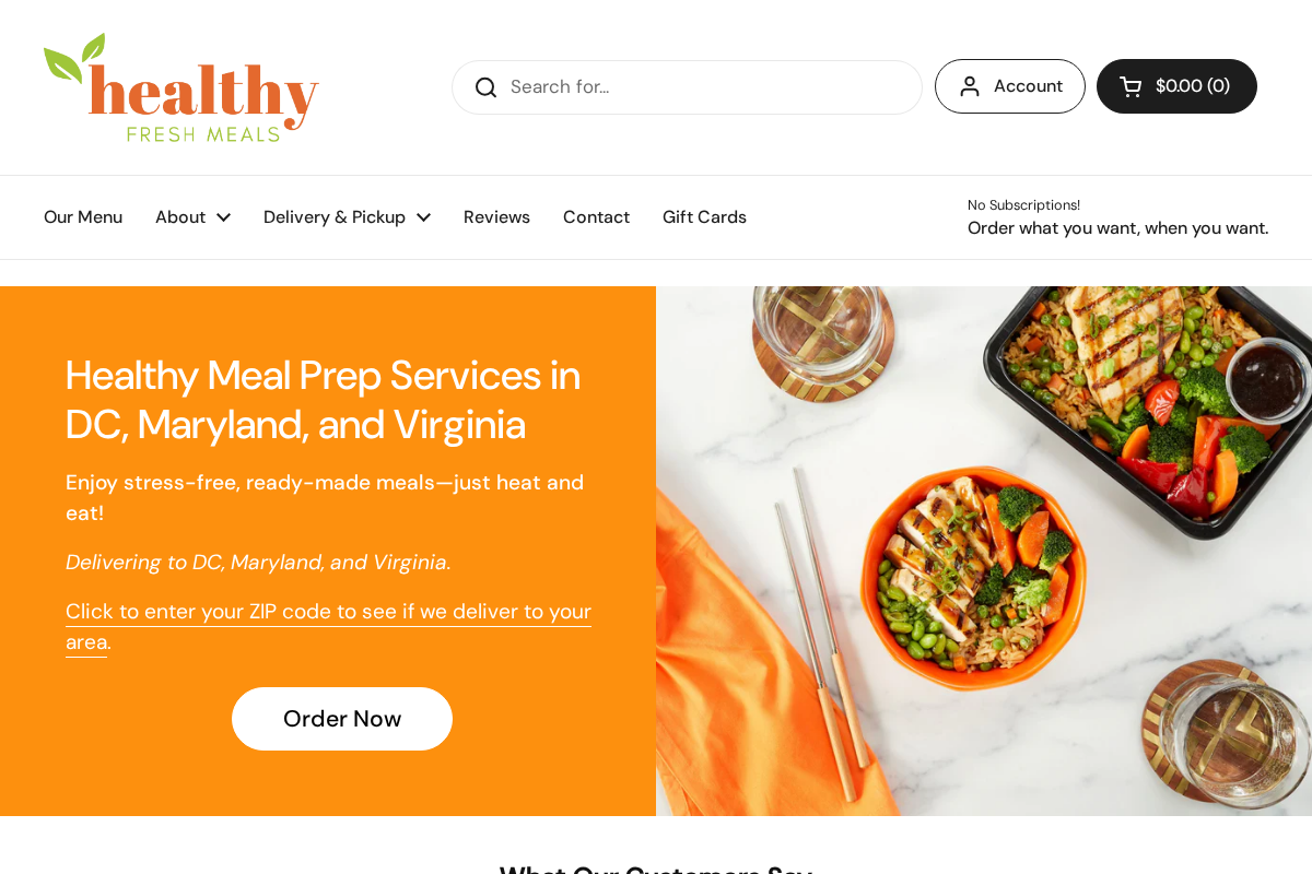healthyfreshmeals.com homepage screenshot