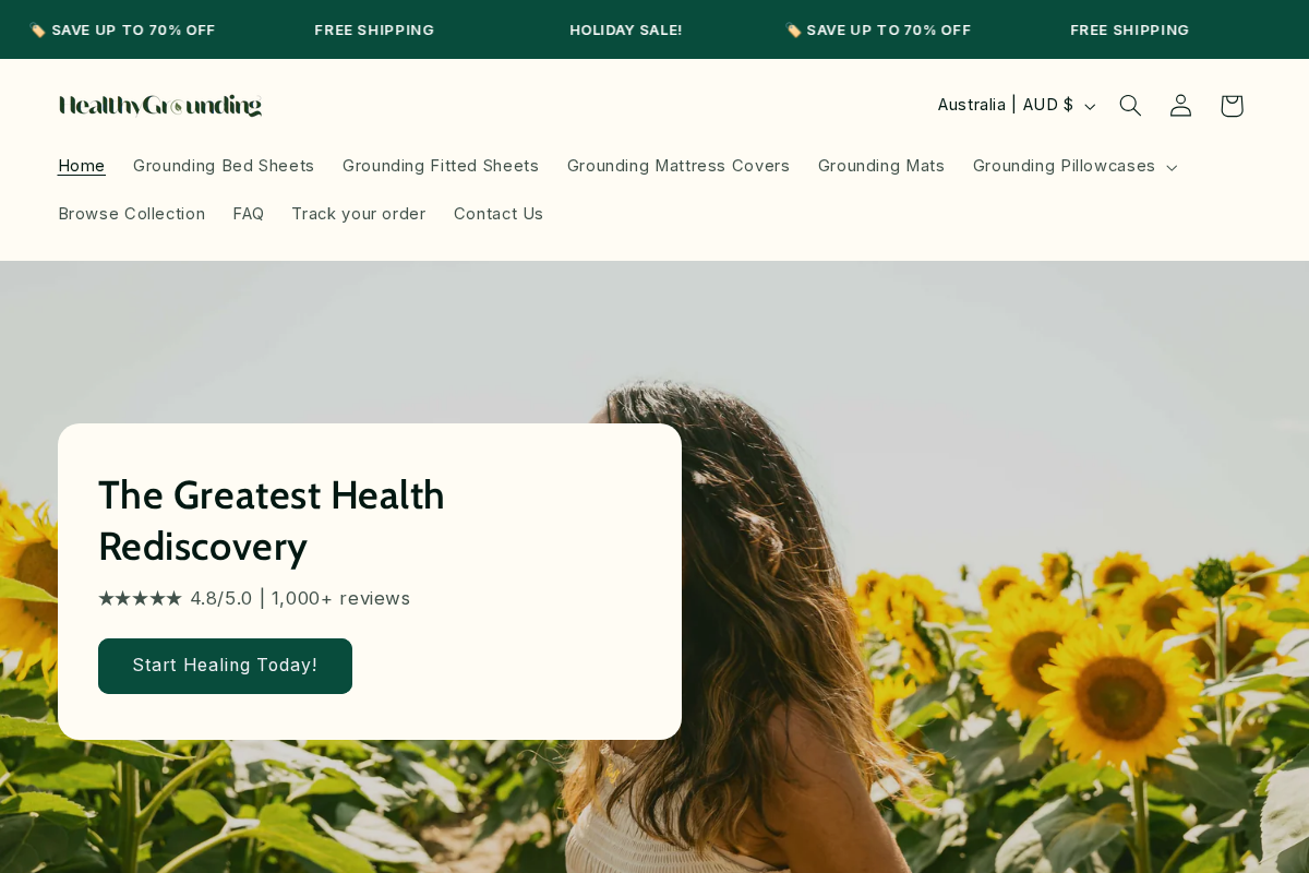 HealthyGrounding homepage screenshot