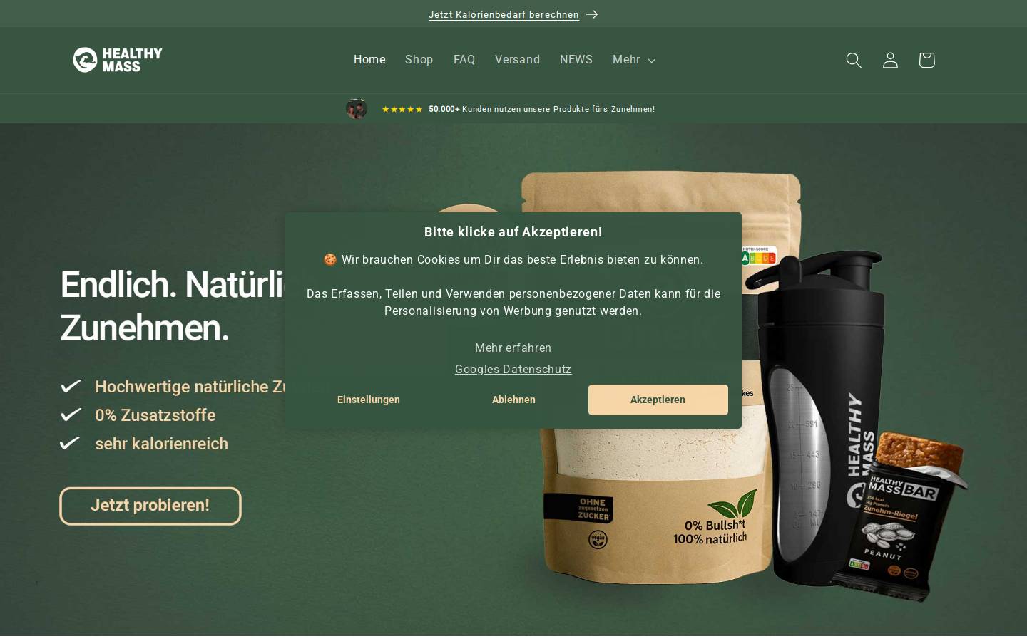 HealthyMass homepage screenshot
