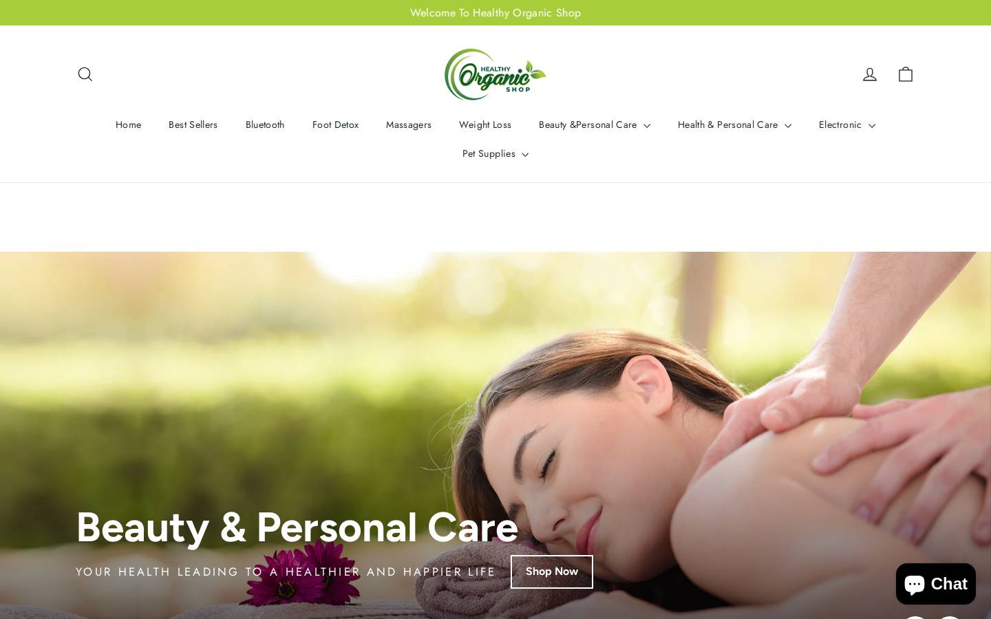 Healthyorganicshop homepage screenshot