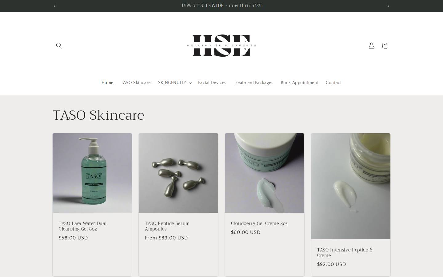 healthyskinexperts.com homepage screenshot