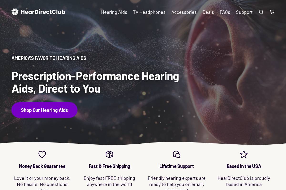HearDirectClub homepage screenshot