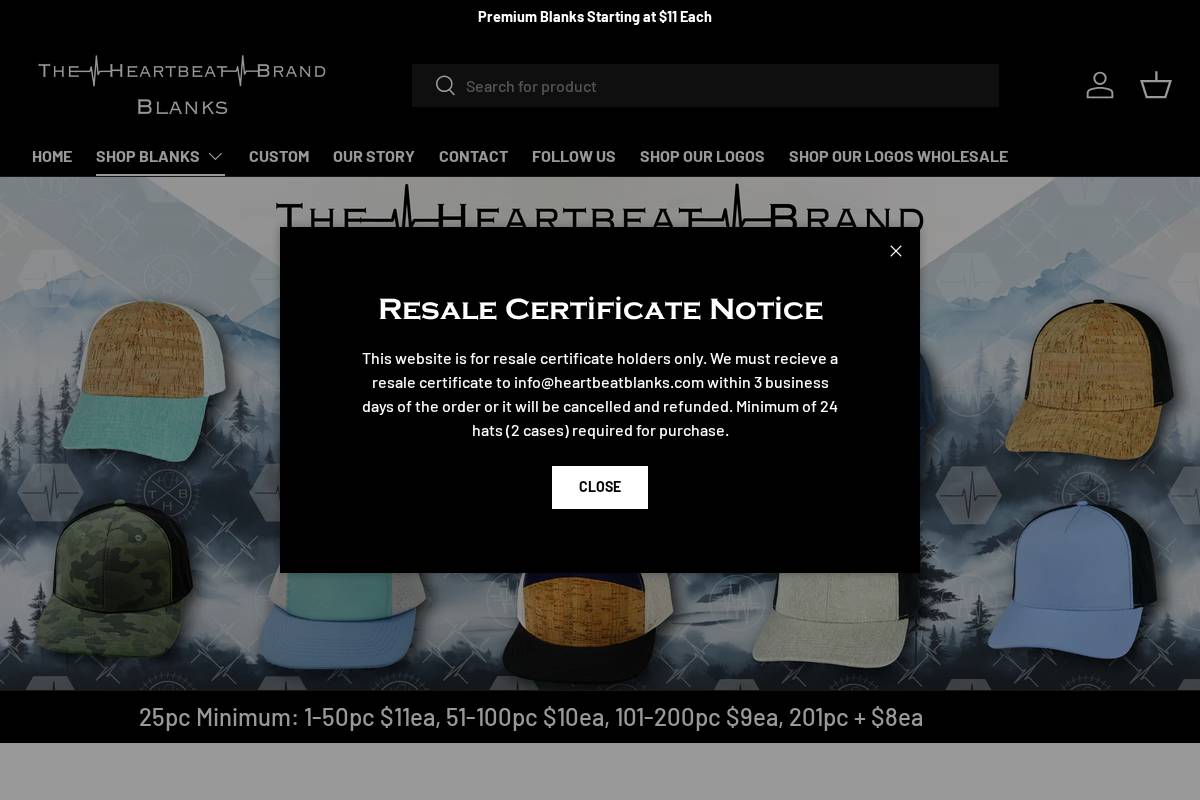 heartbeatblanks.com homepage screenshot