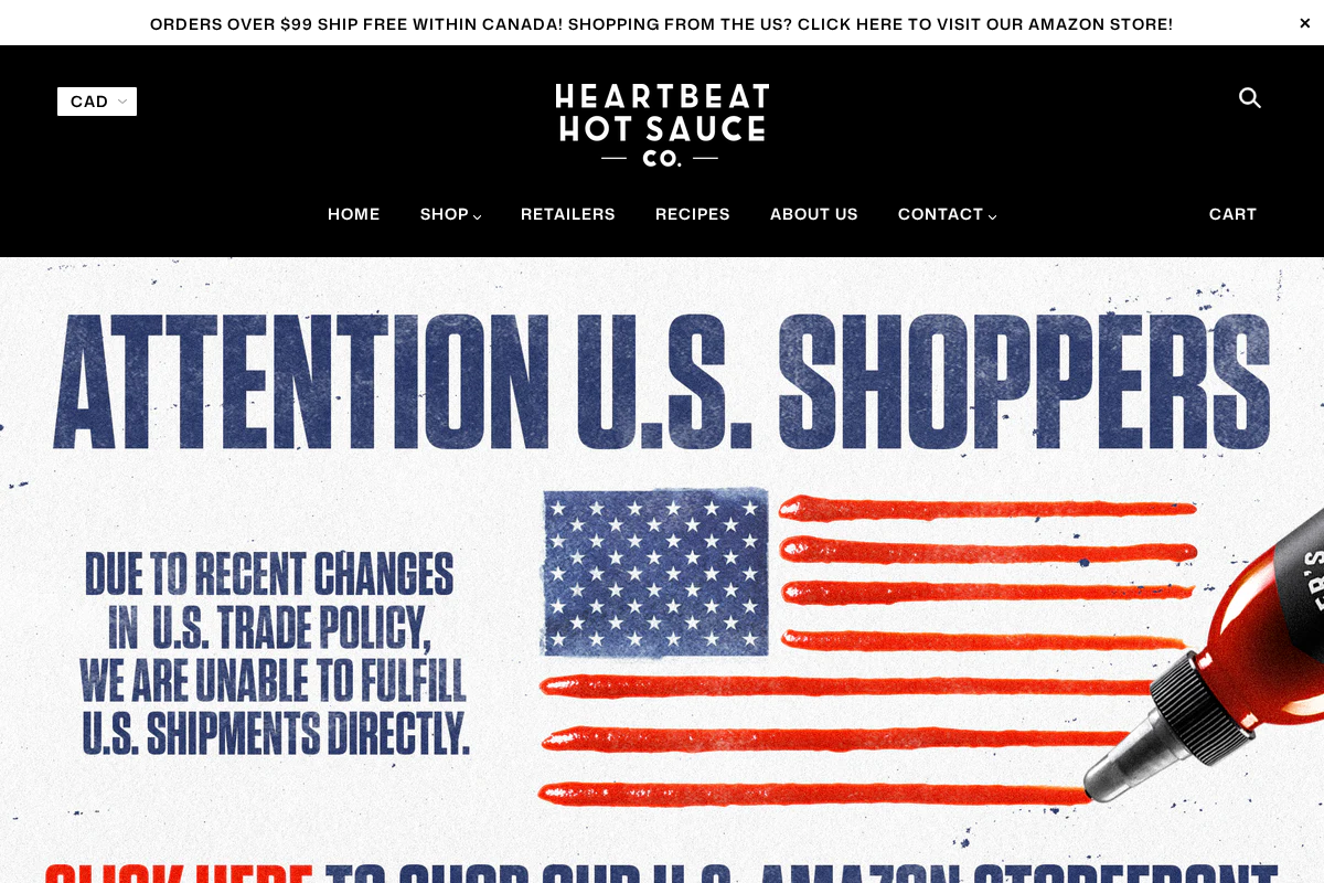 Heartbeat Hot Sauce Co. homepage screenshot