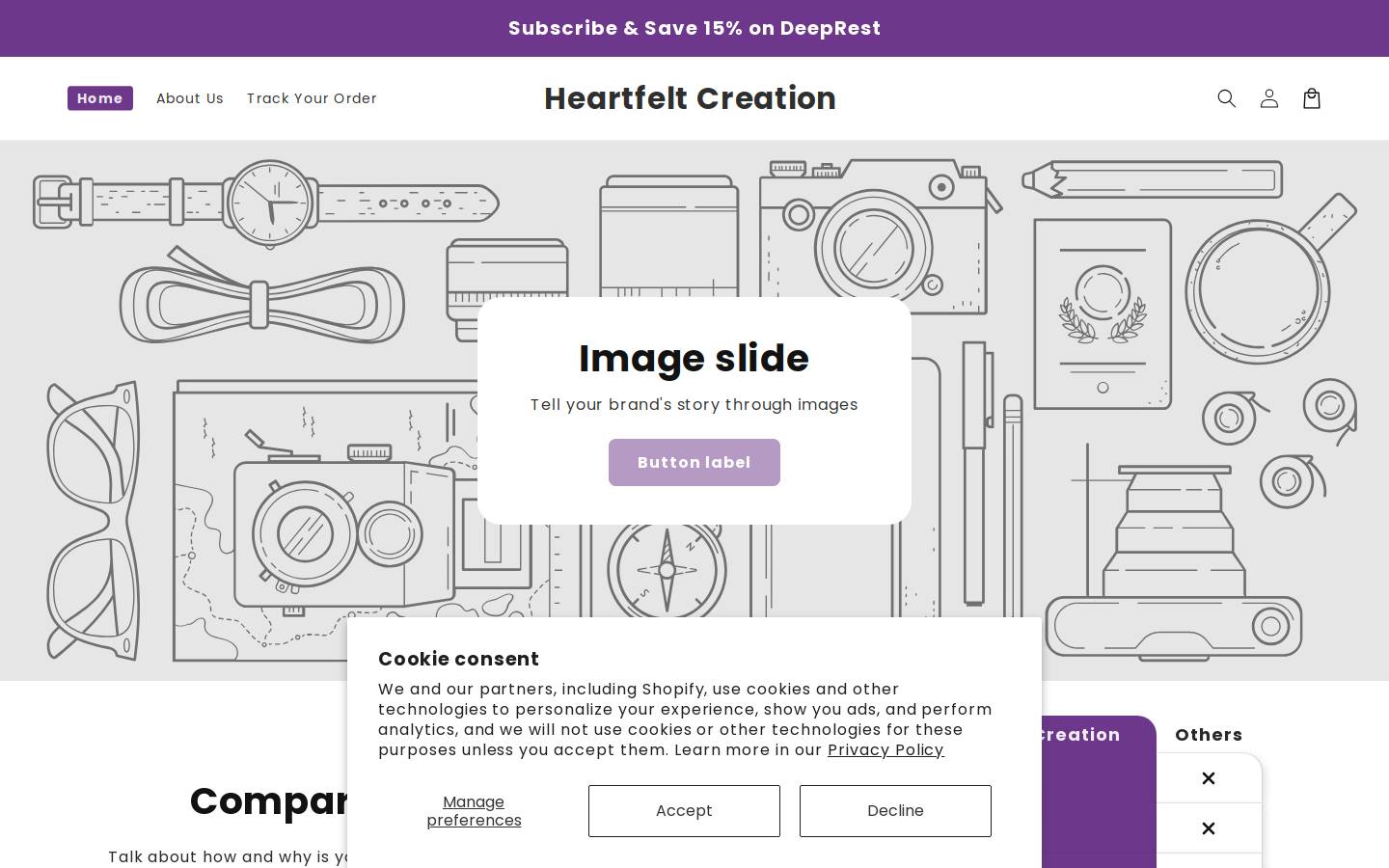 heartfeltcreation.com homepage screenshot