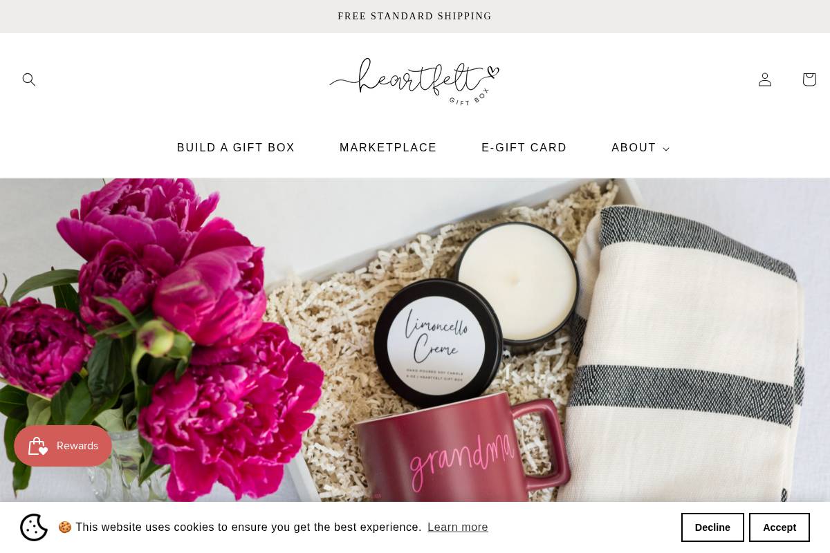 heartfeltgiftbox.com homepage screenshot