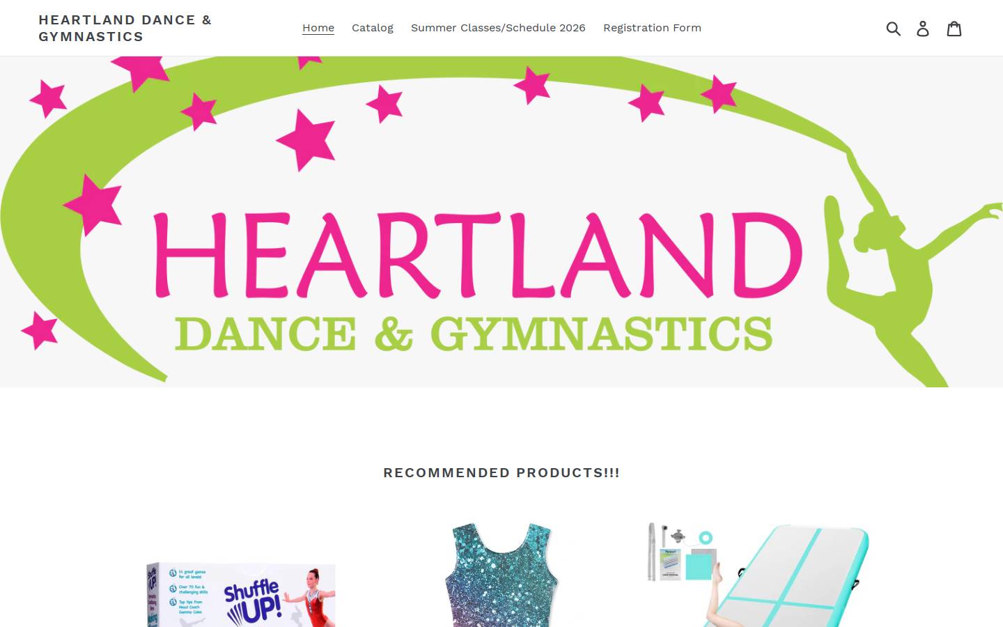 heartlanddanceandgymnastics.com homepage screenshot