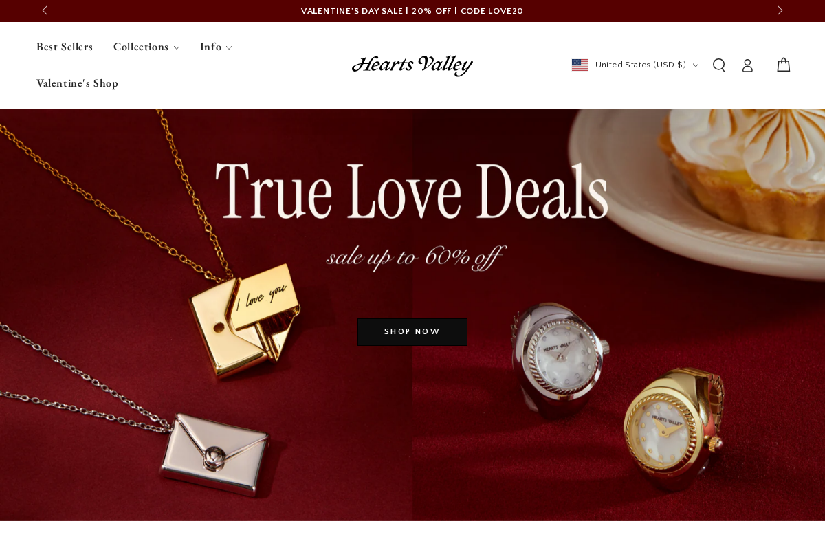 Hearts Valley homepage screenshot