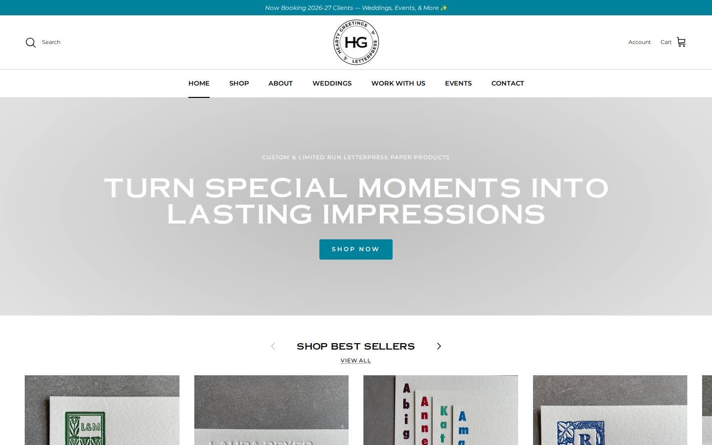 heartygreetings.com homepage screenshot