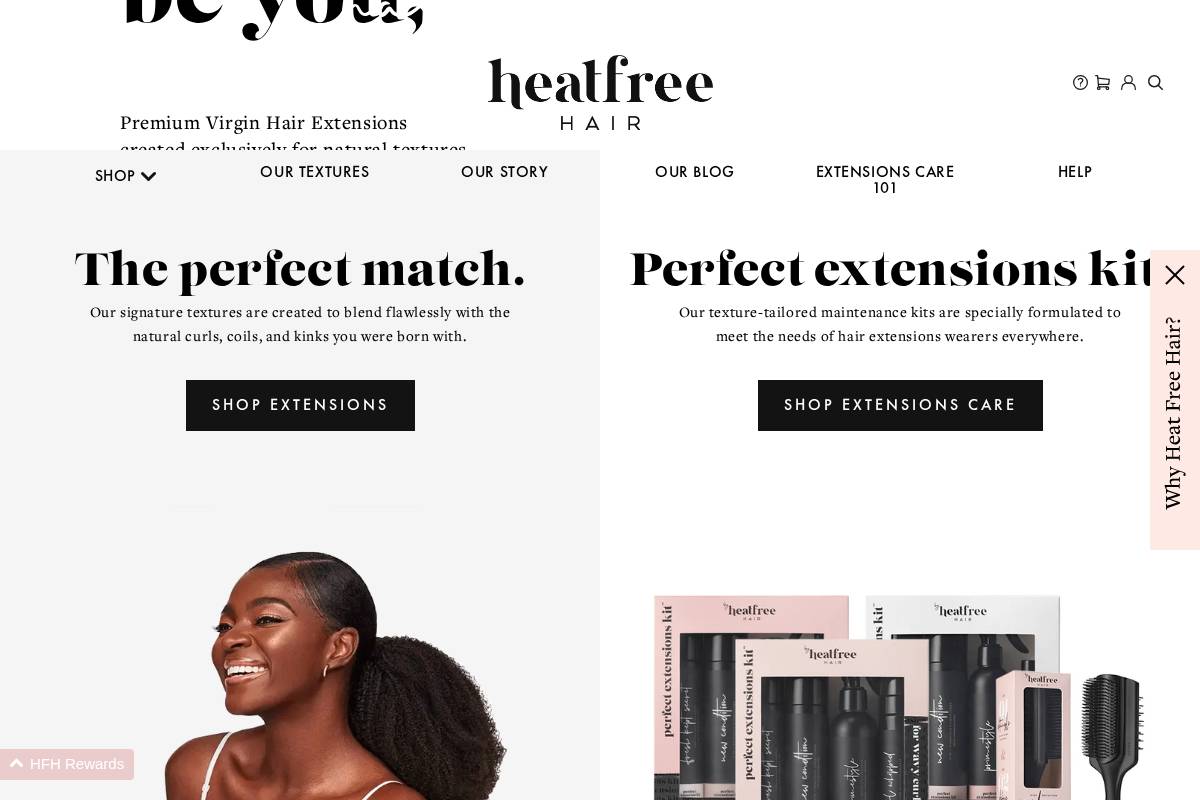 Heat Free Hair homepage screenshot