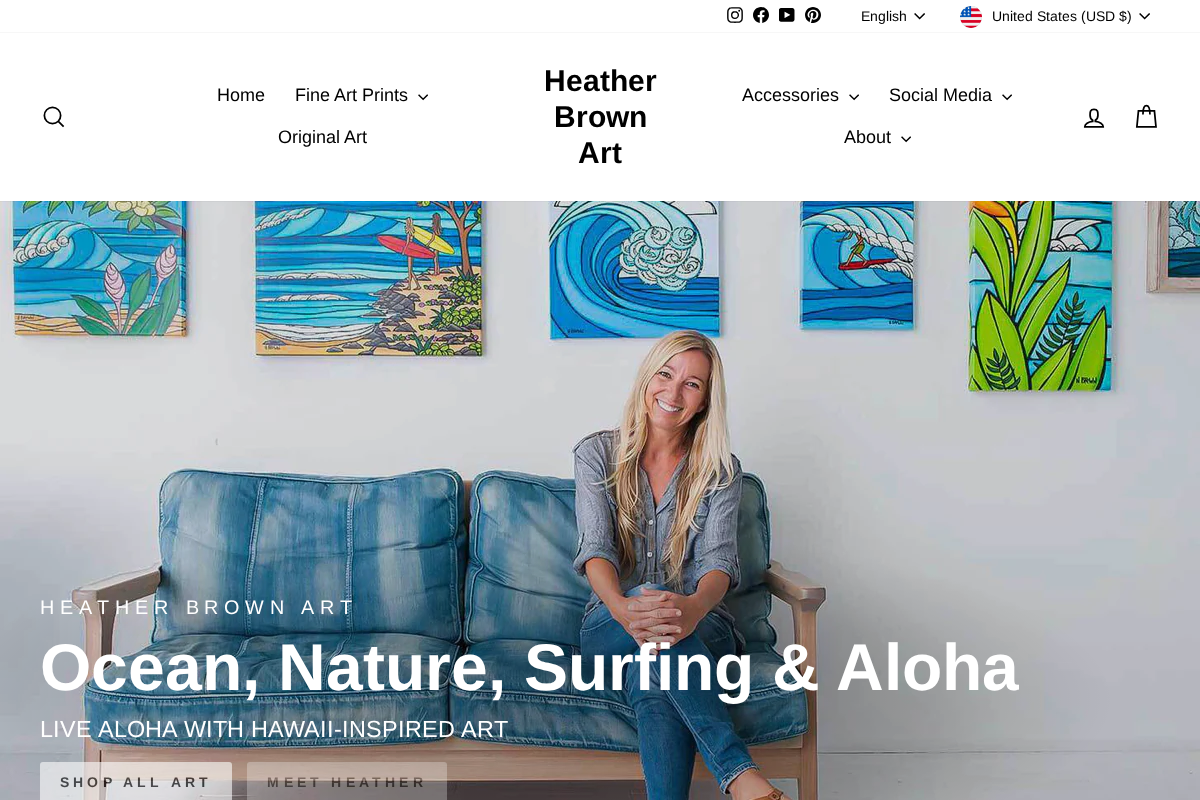 Heather Brown Art homepage screenshot