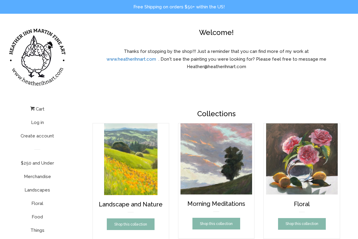 heatherihnartstore.com homepage screenshot
