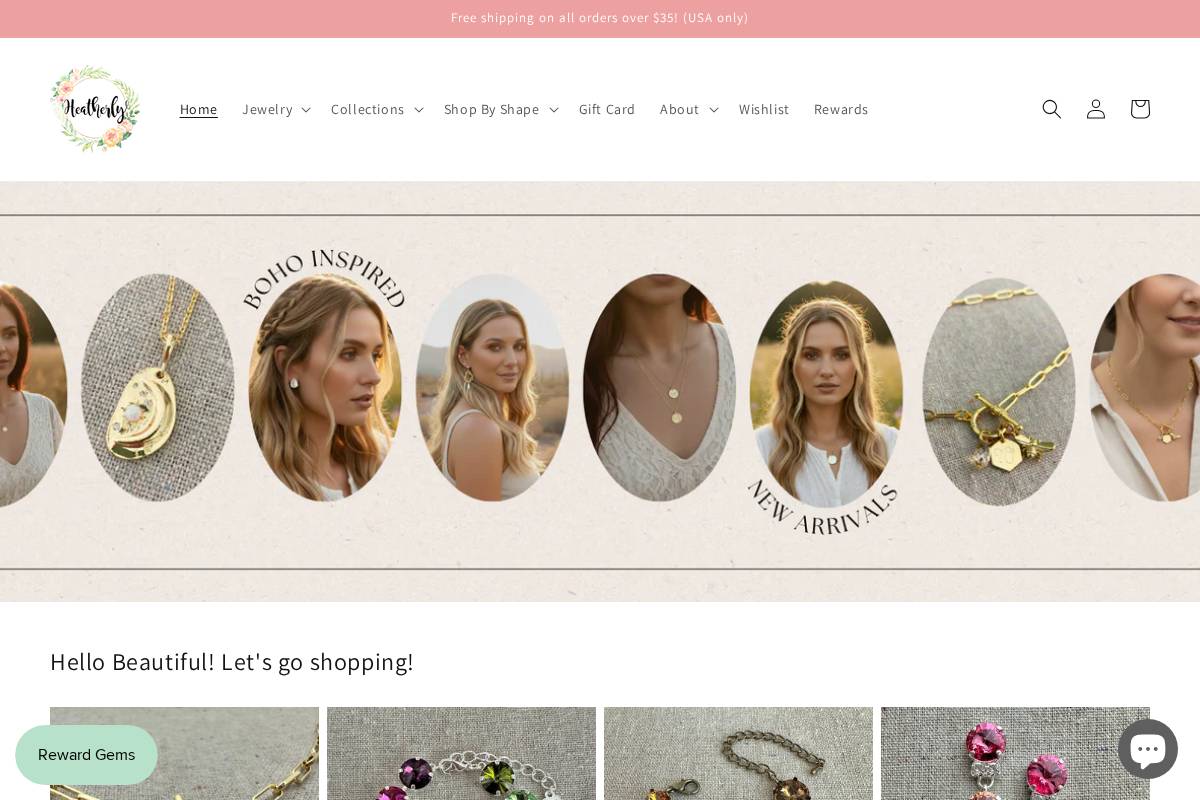 heatherlyjewelryco.com homepage screenshot