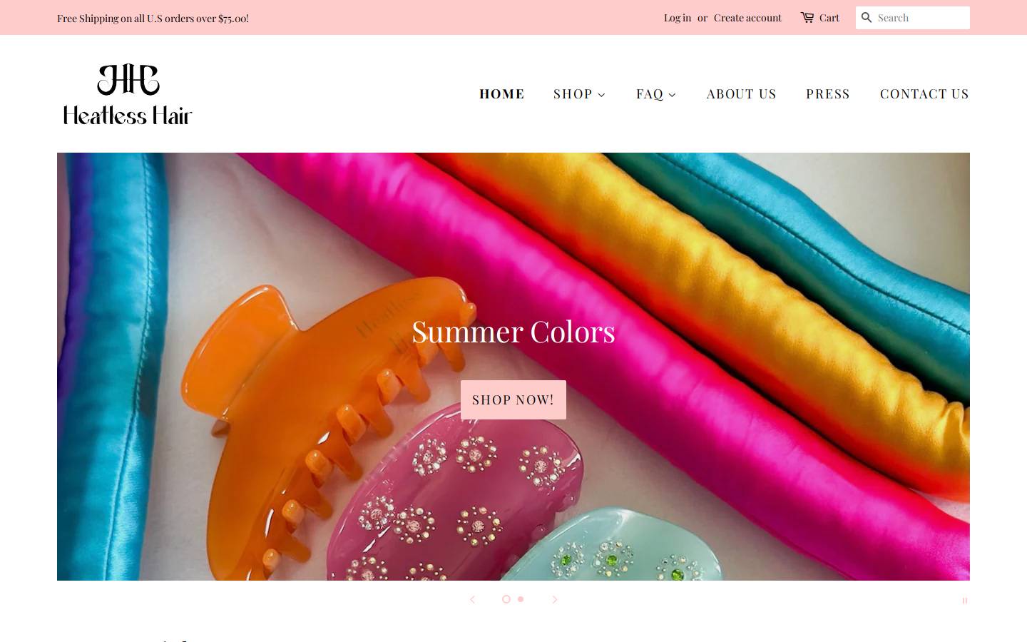 heatlesshair.com homepage screenshot