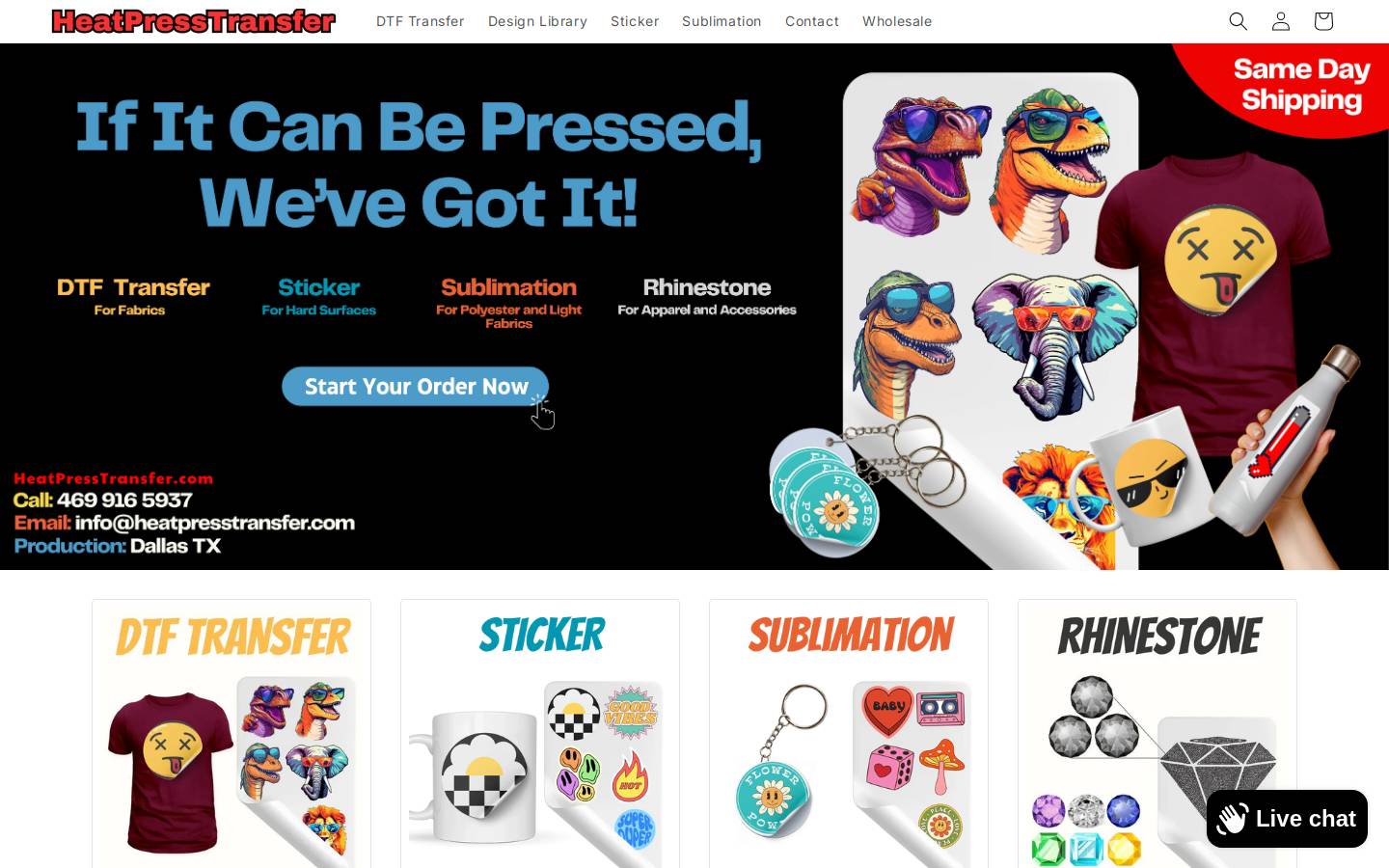 heatpresstransfer.com homepage screenshot