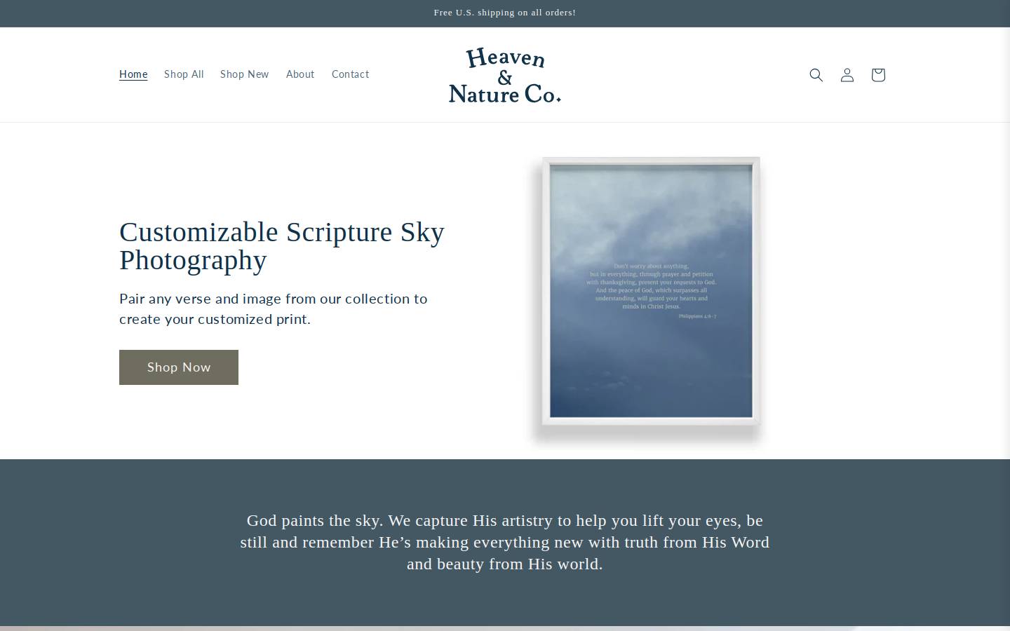 heavenandnatureco.com homepage screenshot