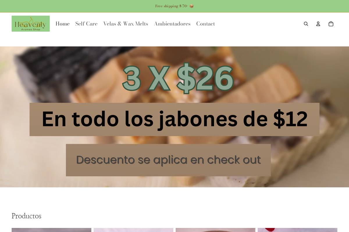 heavenlyaromasshop.com homepage screenshot