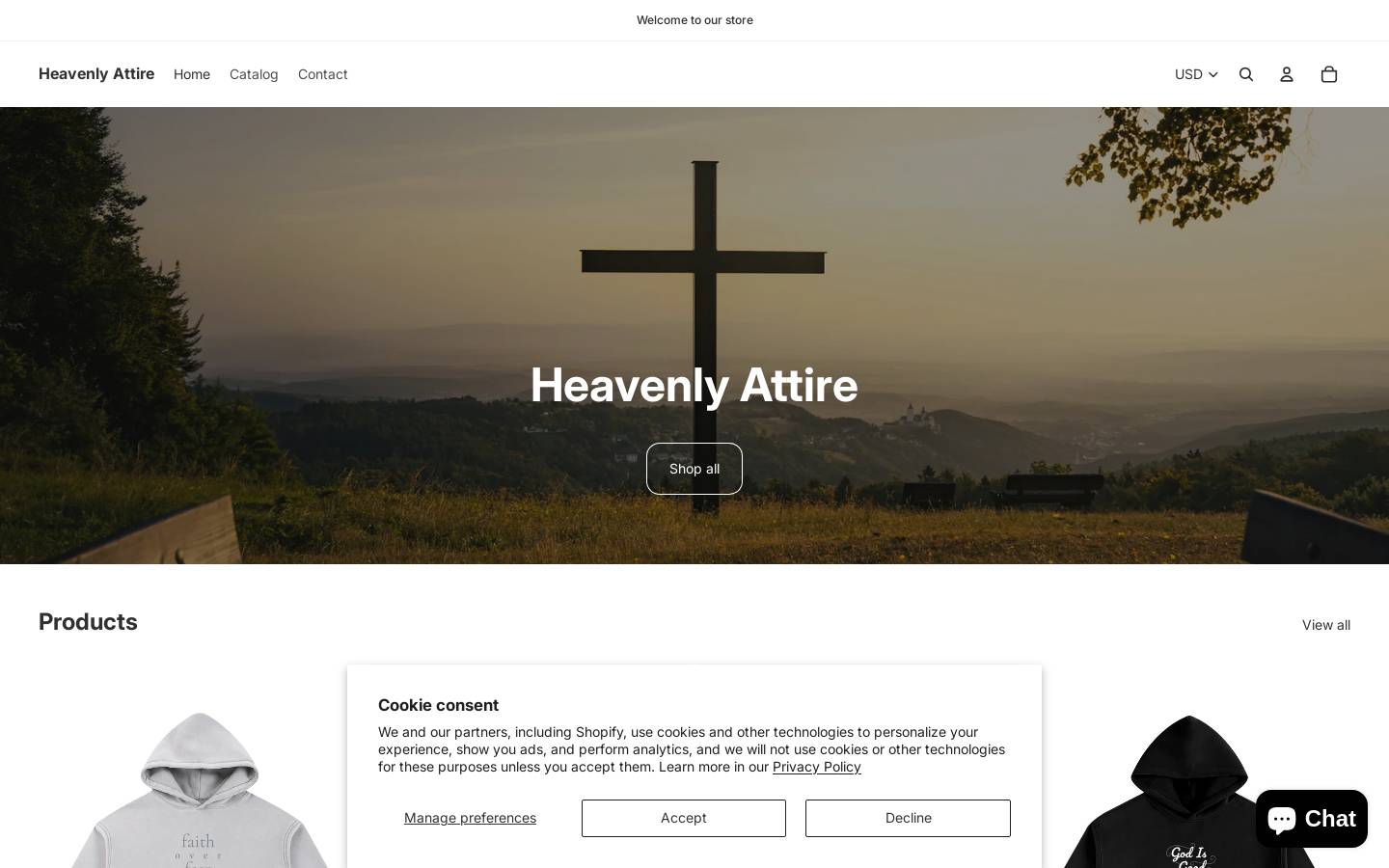 heavenlyattireclothing.com homepage screenshot