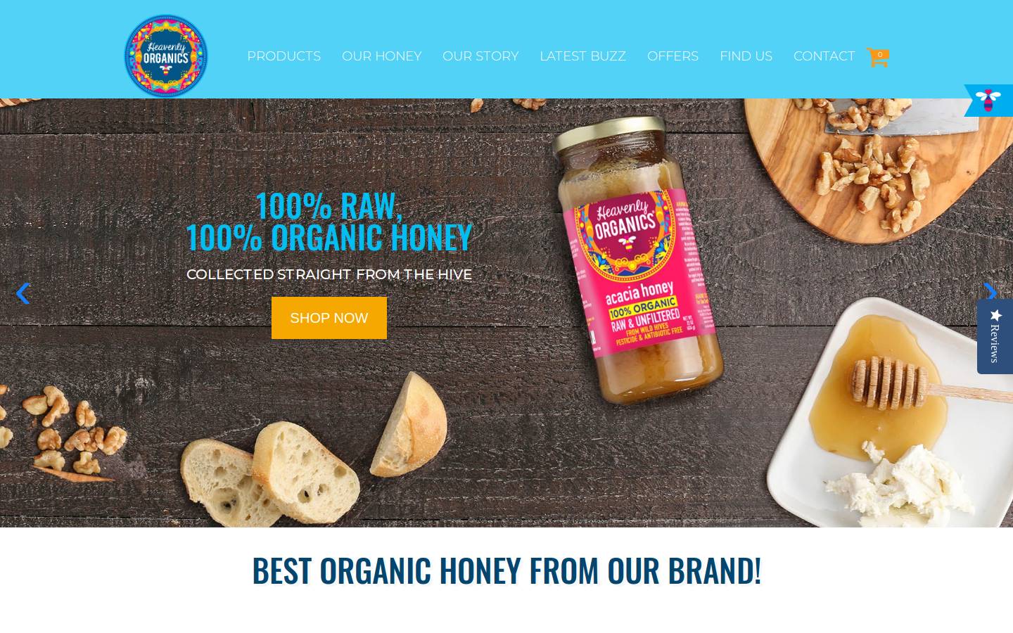 heavenlyorganics.com homepage screenshot