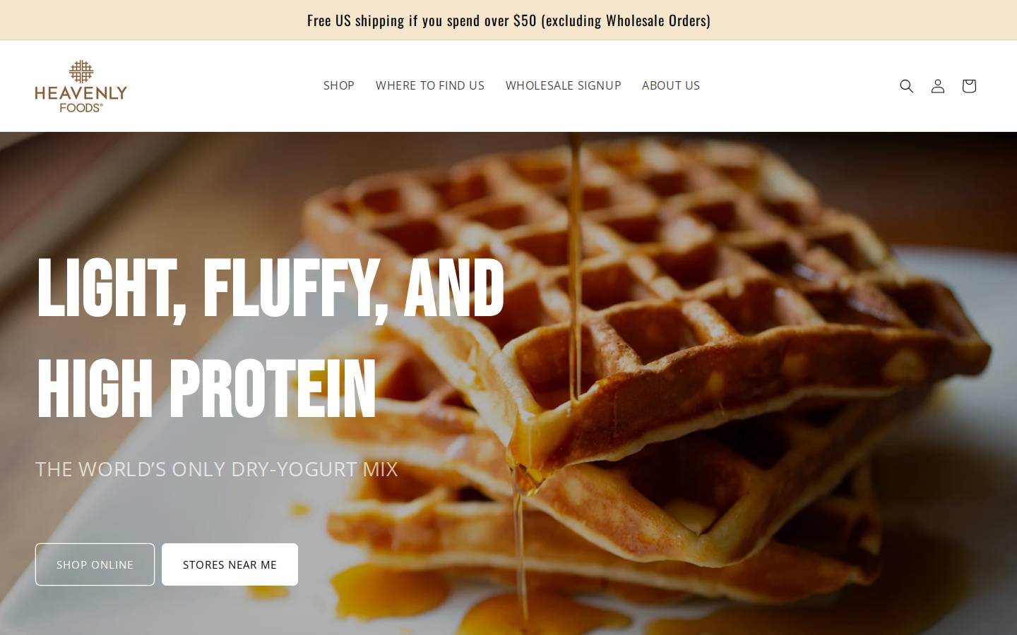heavenlywaffles.com homepage screenshot