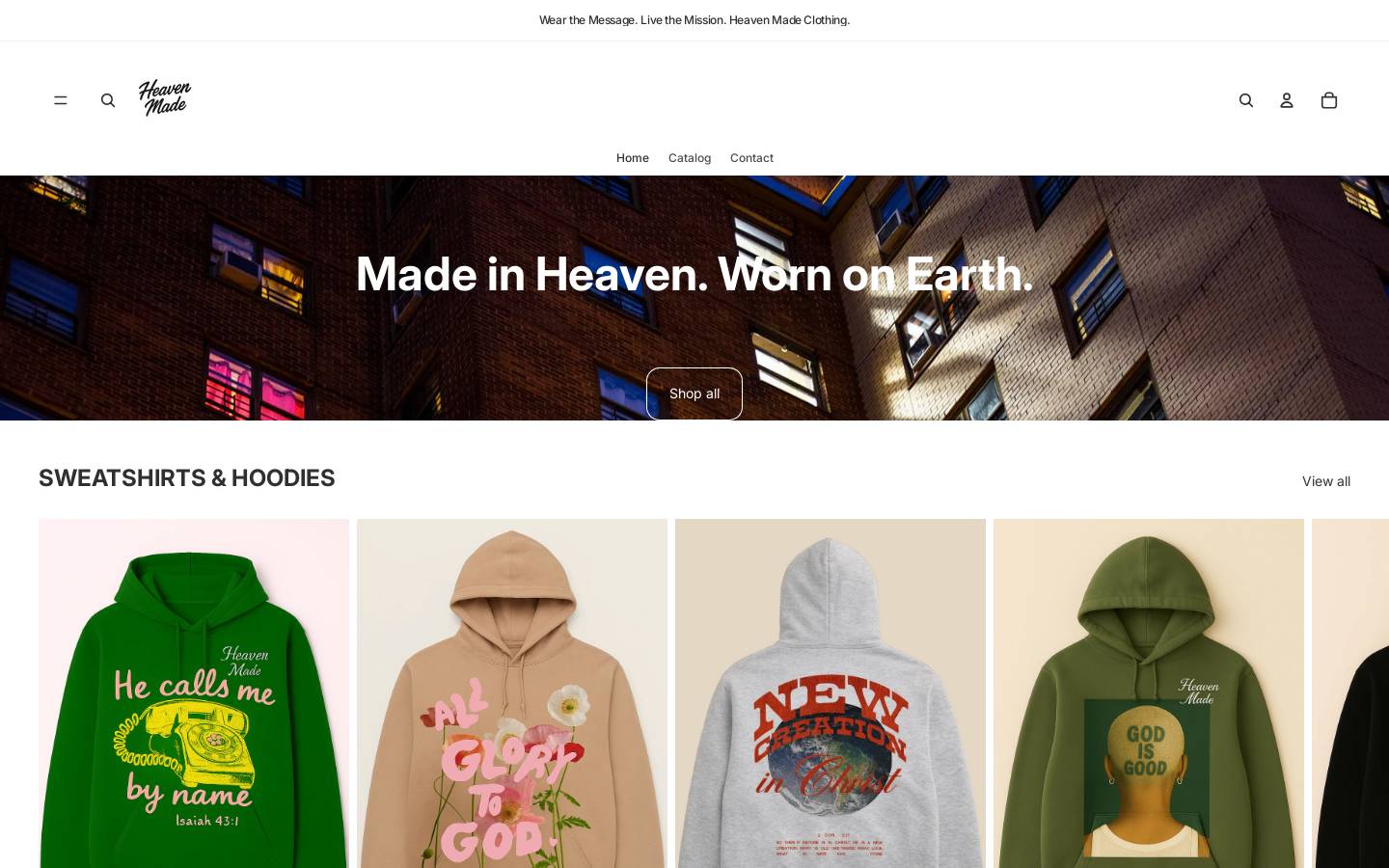 heavenmadeclothing.com homepage screenshot
