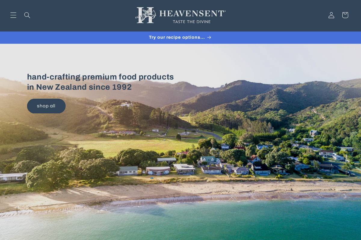 heavensentgourmet.co.nz homepage screenshot