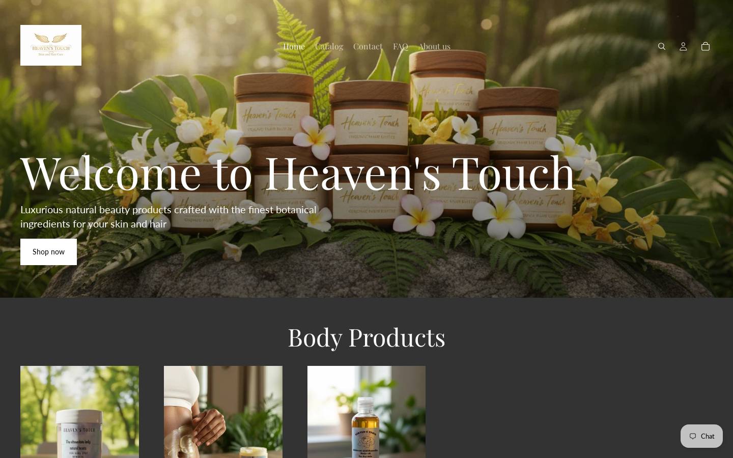 heavenstouch.store homepage screenshot