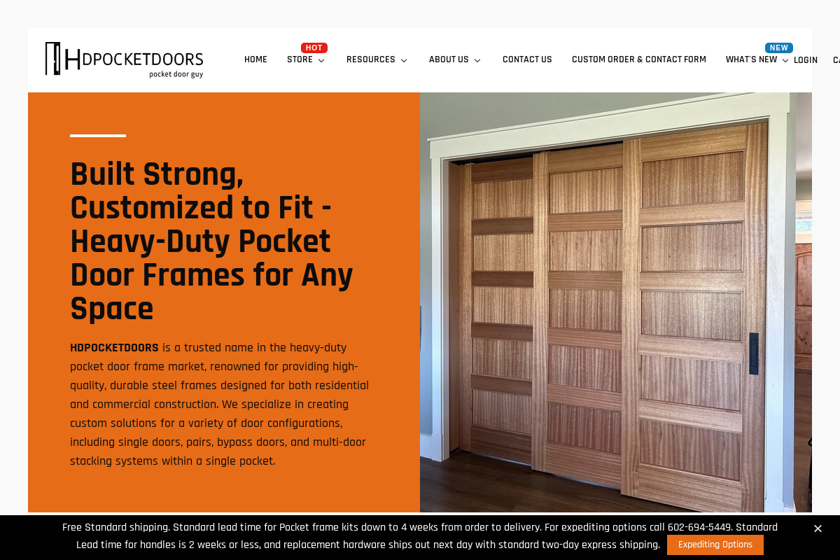 Heavy Duty Pocket Door Frames homepage screenshot