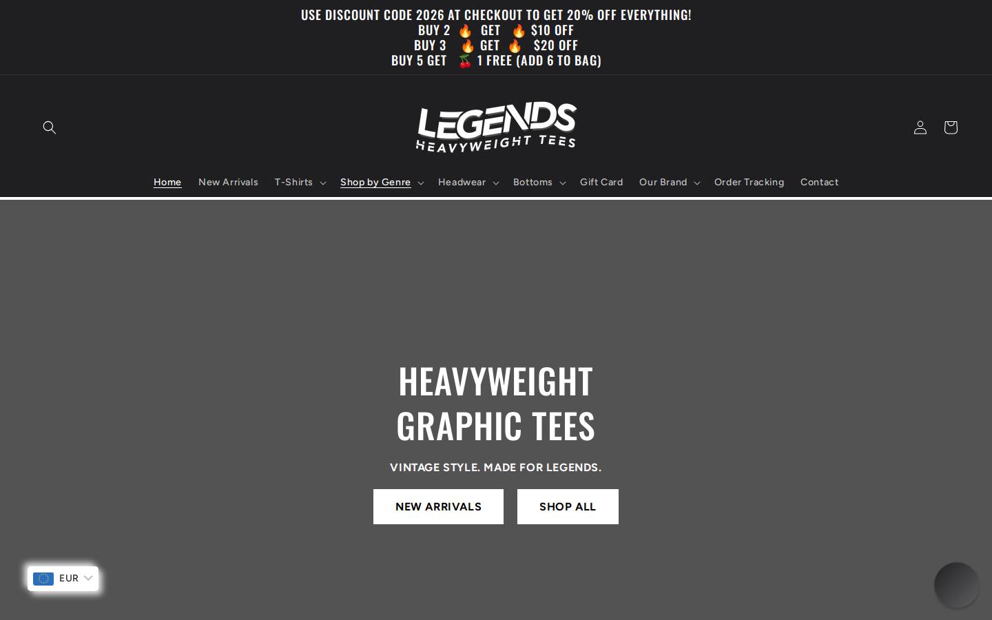 heavyweightlegends.com homepage screenshot