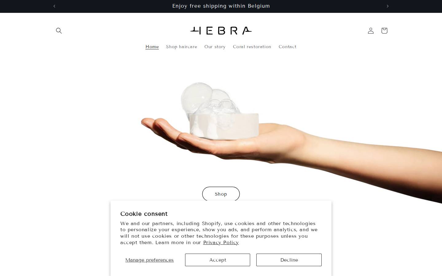 hebracosmetics.com homepage screenshot
