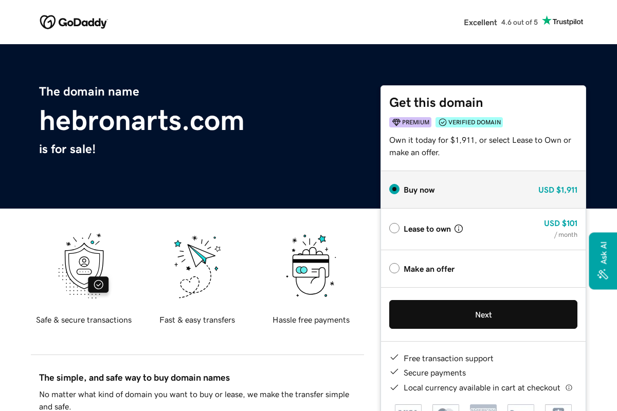 hebronarts.com homepage screenshot