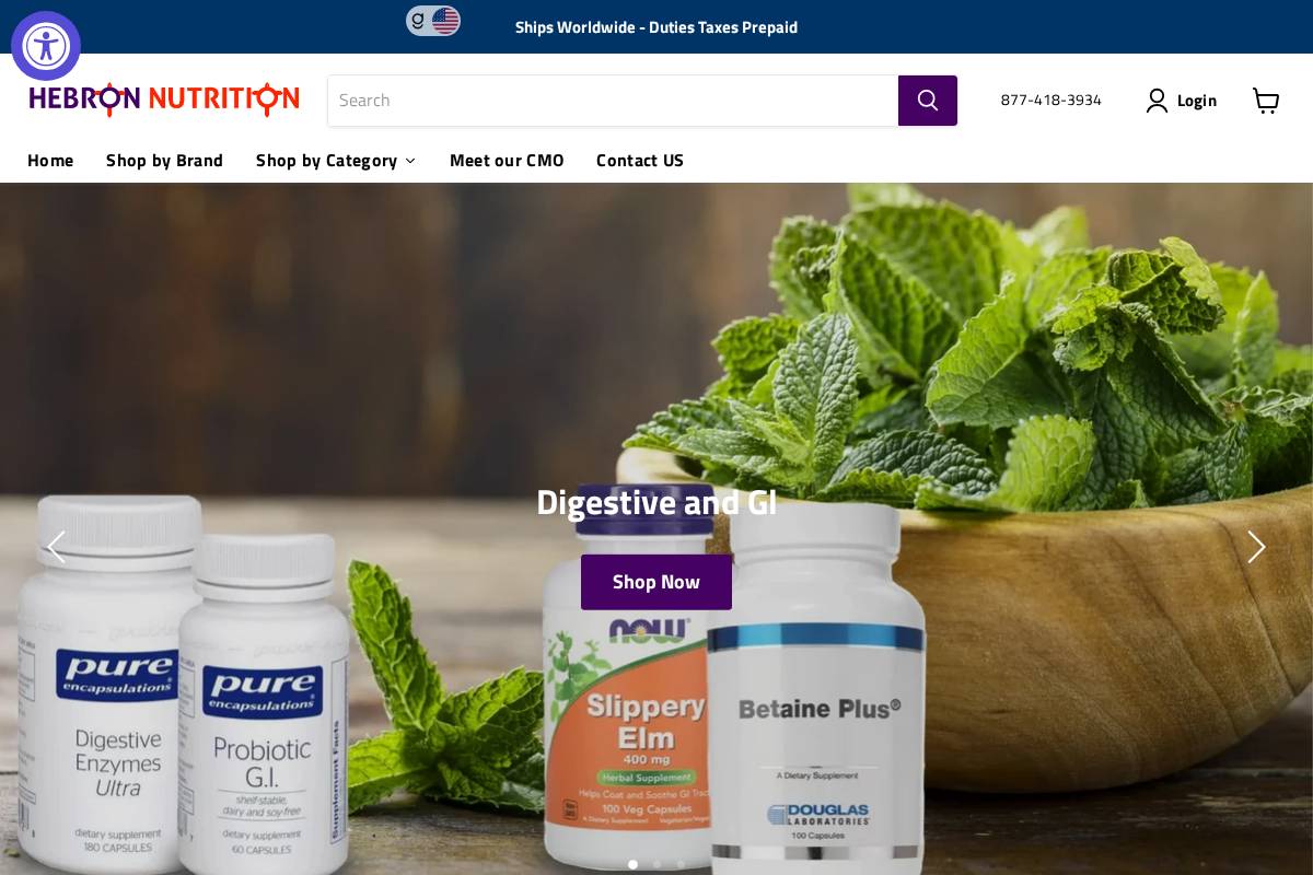 hebronnutrition.com homepage screenshot