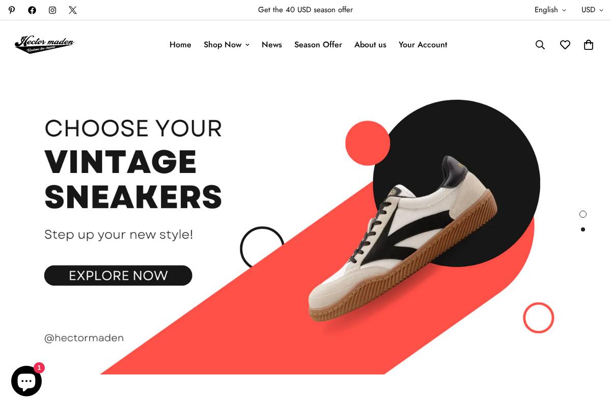 hectormadenshoes.com homepage screenshot