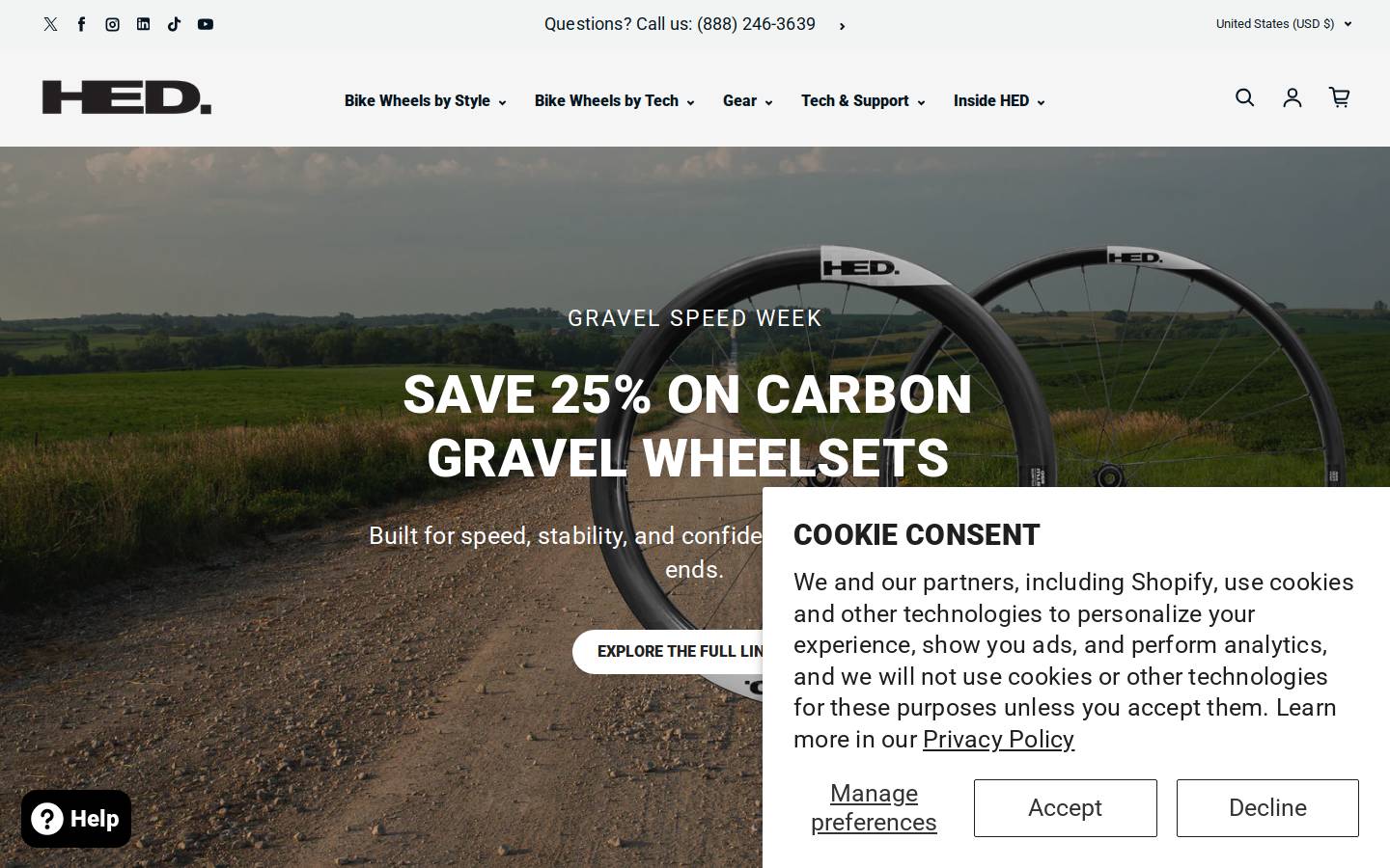 Hed Cycling Products homepage screenshot