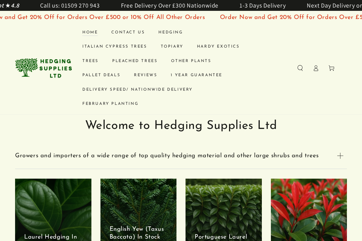 Hedging Supplies Ltd homepage screenshot