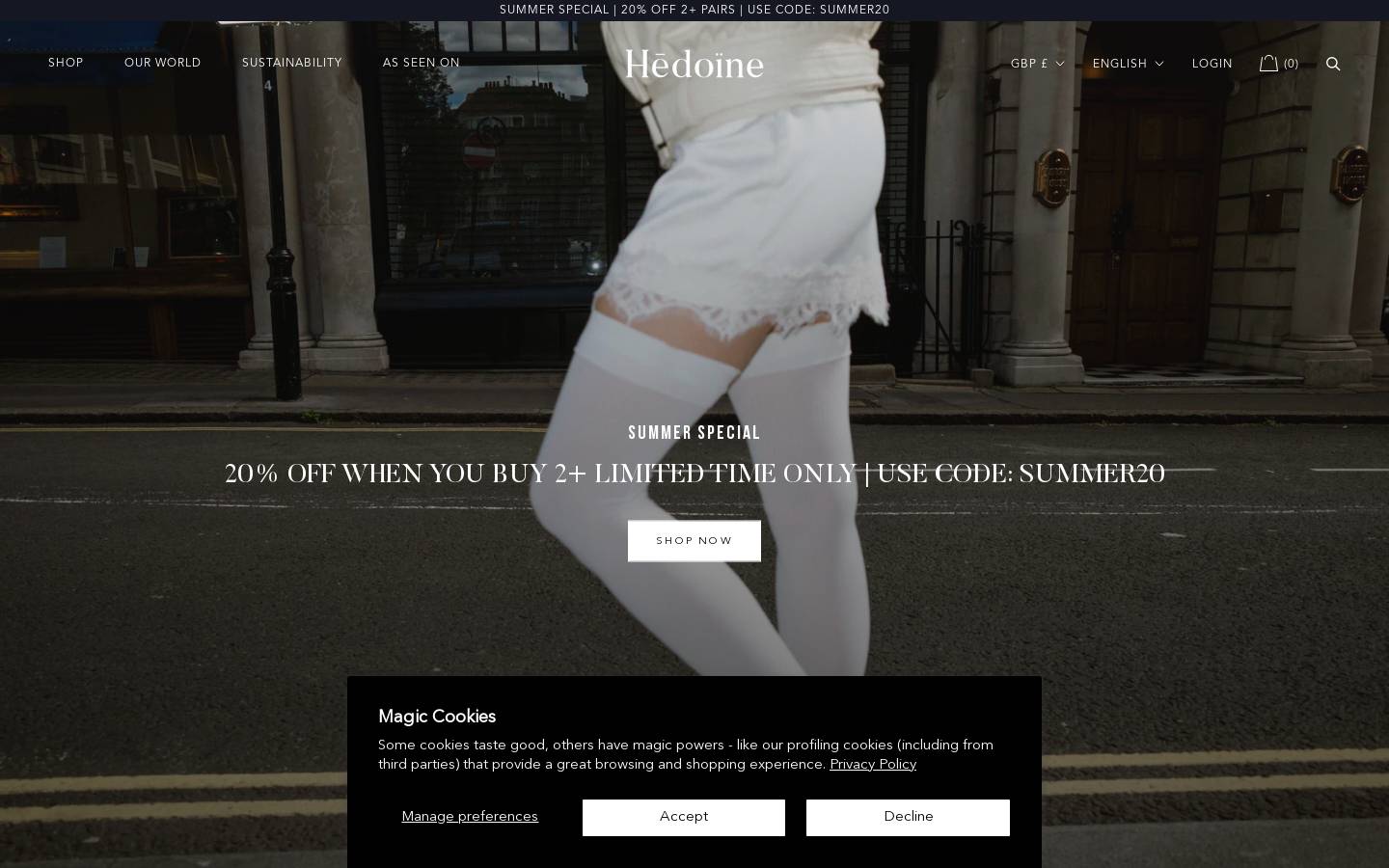 Hēdoïne homepage screenshot