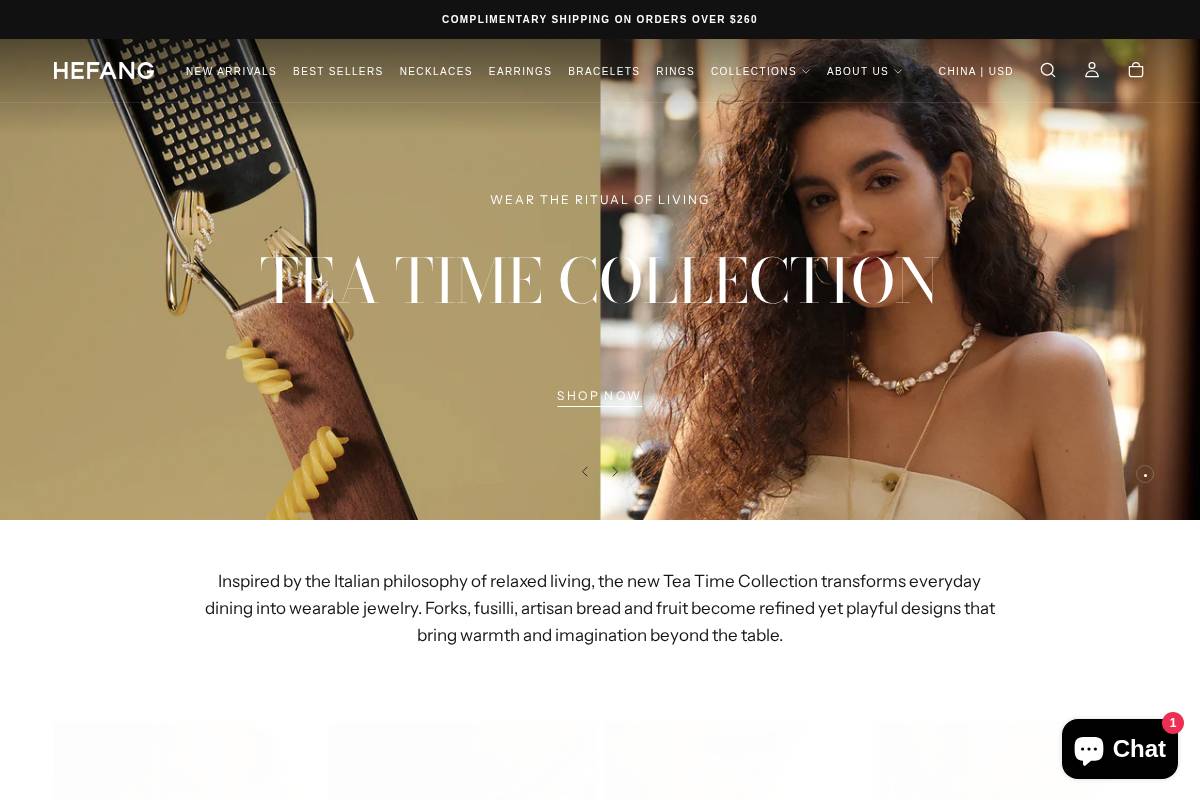 hefangjewelry.com homepage screenshot