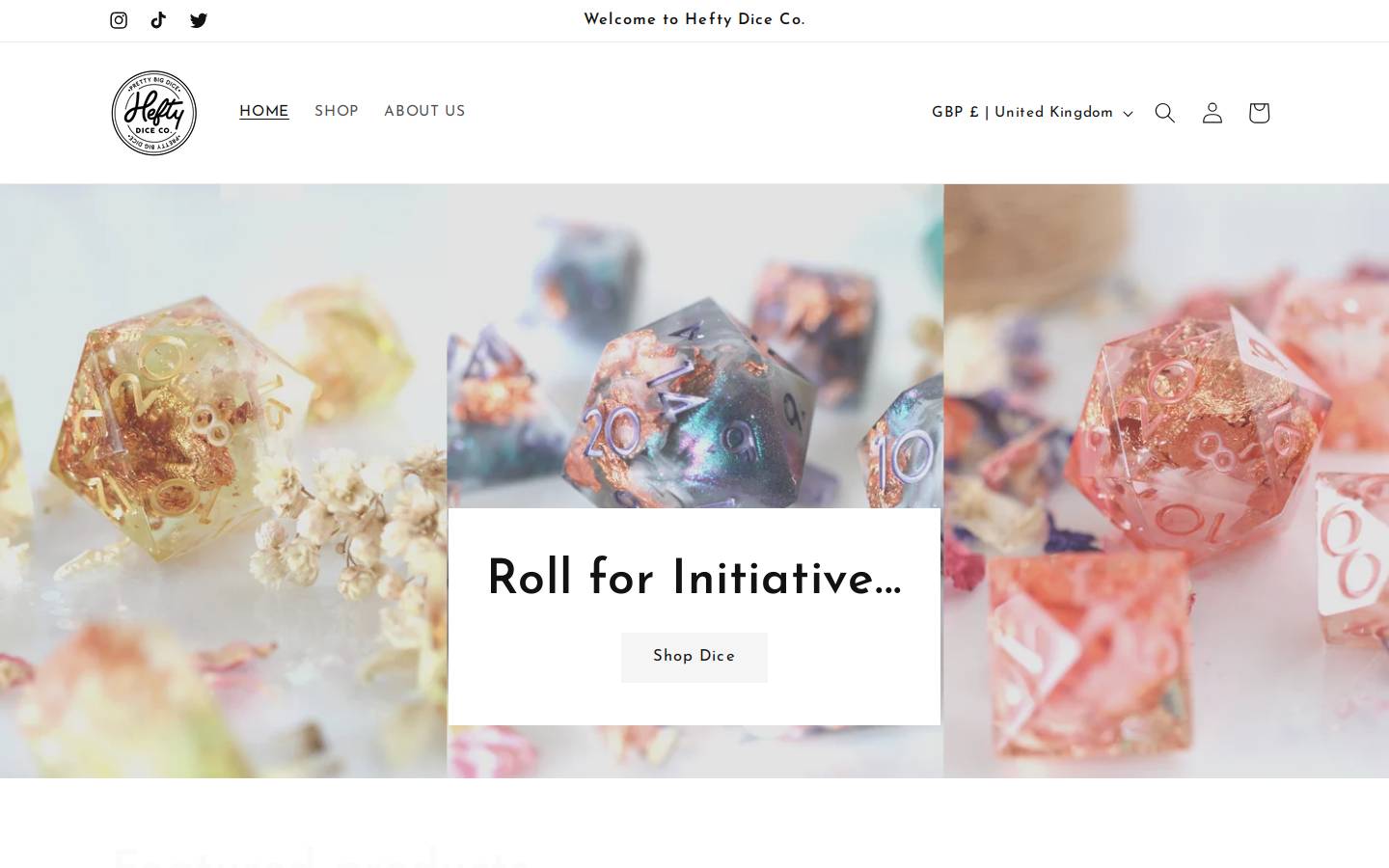 heftydice.com homepage screenshot