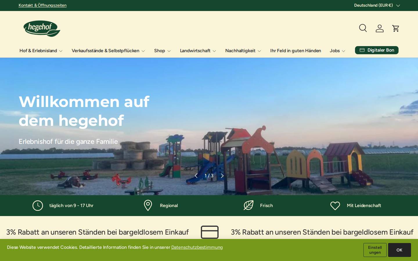 hegehofshop.de homepage screenshot