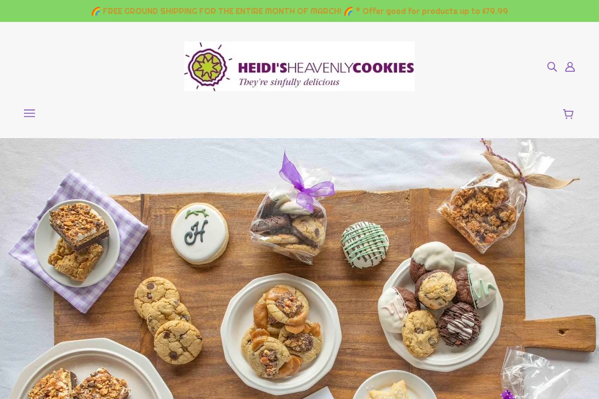Heidi's Heavenly Cookies homepage screenshot
