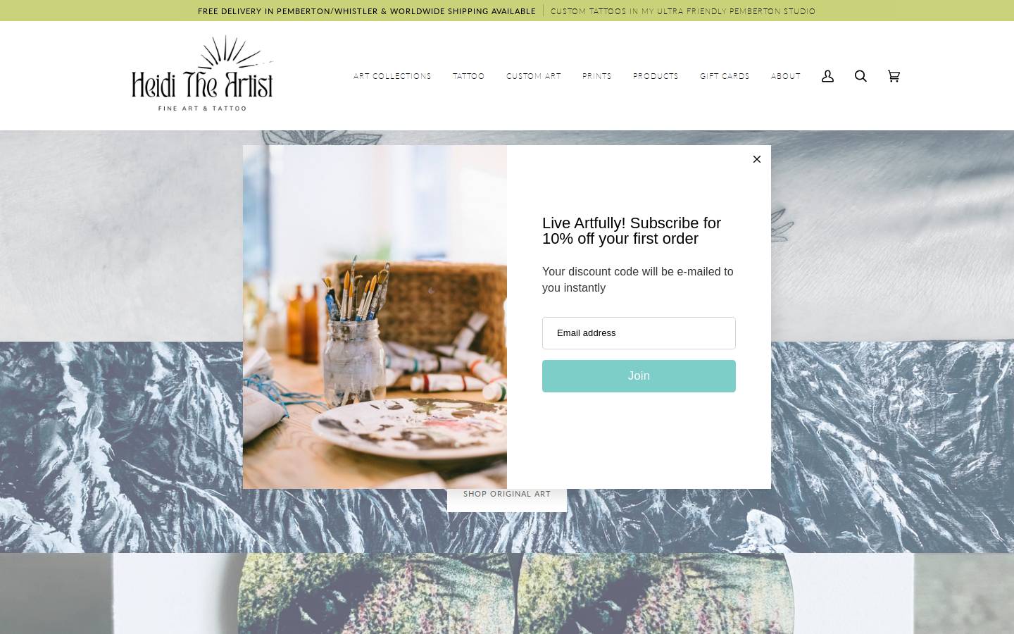 heiditheartist.ca homepage screenshot