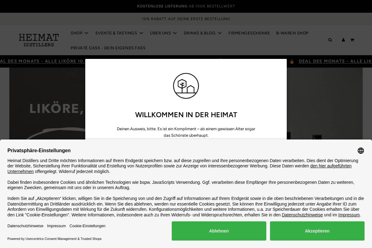HEIMAT DISTILLERS homepage screenshot