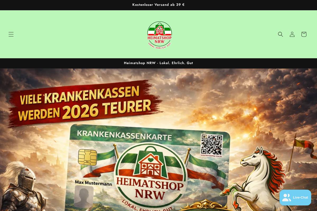 heimatshop-nrw.de homepage screenshot