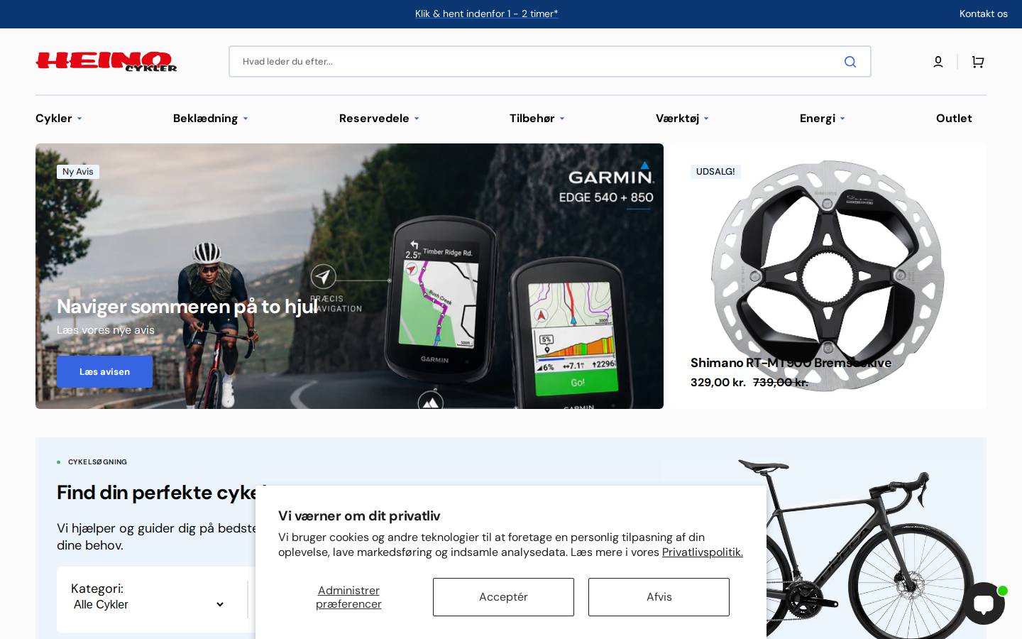 Heino Cykler homepage screenshot