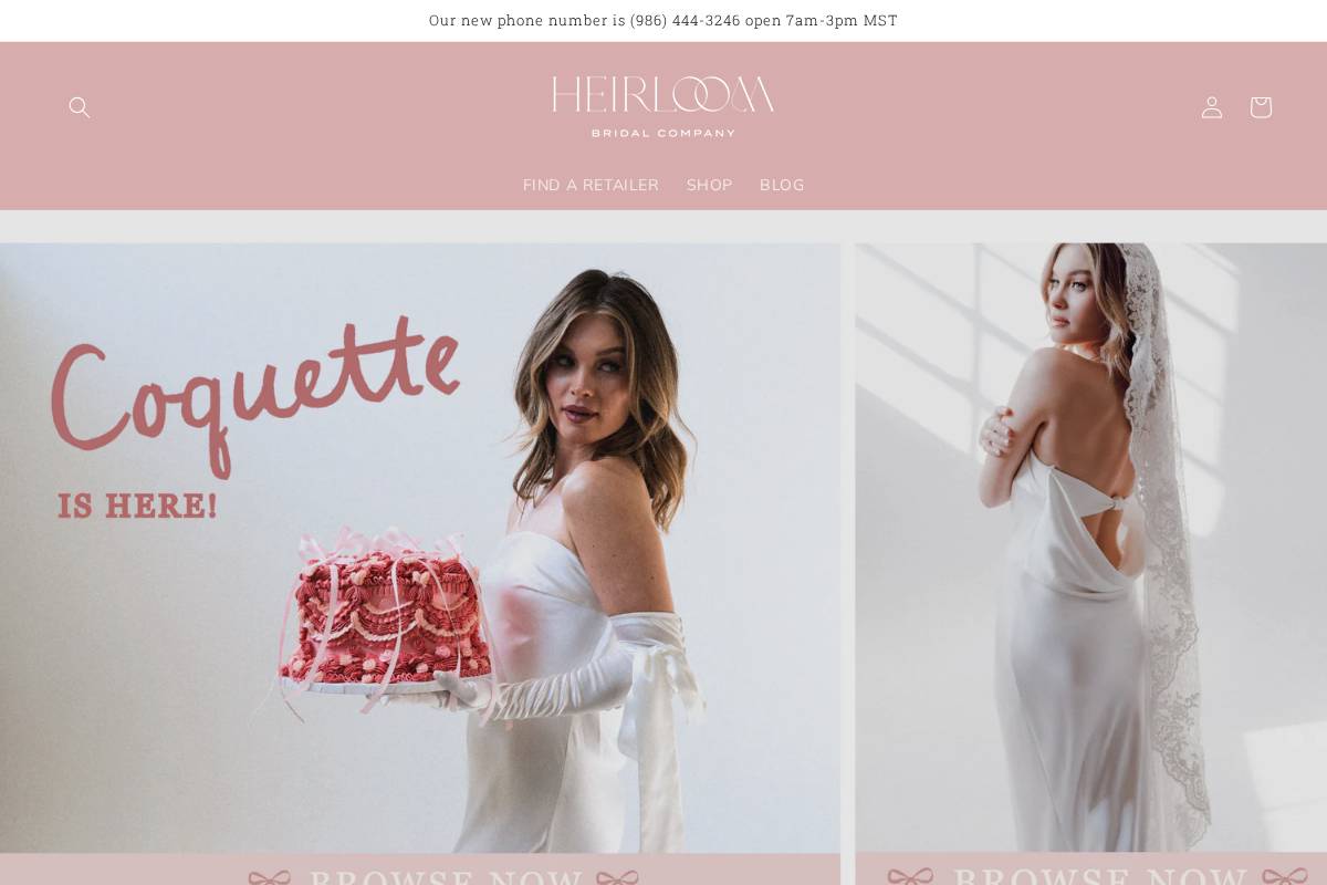 heirloombridalcompany.com homepage screenshot