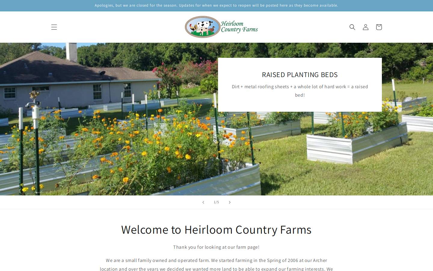heirloomcountryfarms.com homepage screenshot